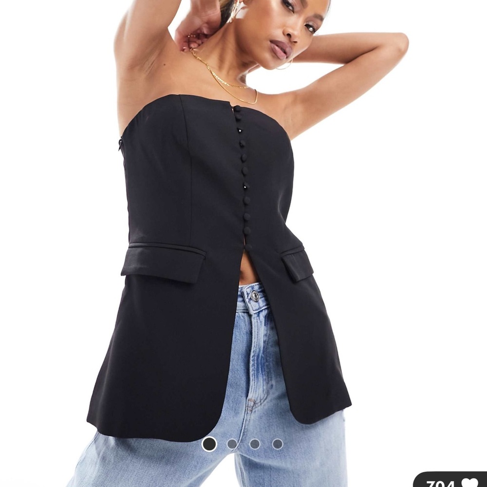Strapless button down top